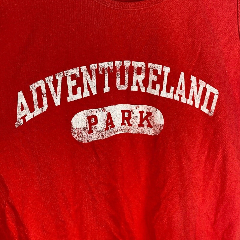 Gildan Ultra Cotton Men’s Large Tang Top Red Adventure Land White‎ Lettering